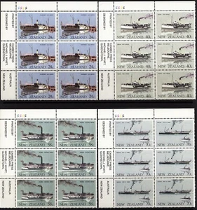 New Zealand Early Vessels 1984 set of 4 imprint plate blocks of 6 MNH SG: 1332/5 - Picture 1 of 2