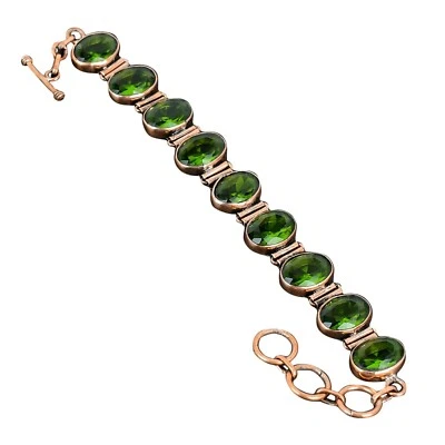 Pulsera de boda artesanal madre chakra corazón peridoto natural ovalada de cobre joyería Foto 1 de 4