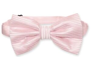 Vesuvio Napoli BOWTie Pink Color Woven Horizontal Striped Design Mens Bow Tie
