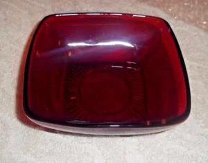 Fire King Royal Ruby Red Charm Square Small Berry Bowl 4 3/4" Wide - Picture 1 of 3