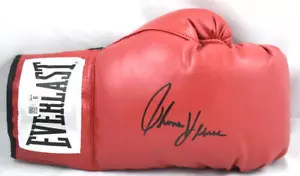 Guantone da boxe Tommy Hearns autografato rosso Everlast *Destra - Beckett con ologramma - Foto 1 di 12