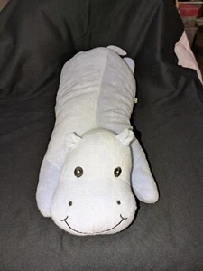 Large Perrywinkle Blue Happy Hippo Terry Cloth Hippopotamus Laying Down Pillow  - Picture 1 of 6