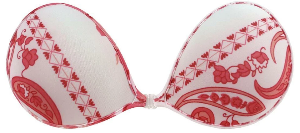 NuBra Aphrodite Fabric Adhesive Bra (B, Pink Paisley) Bragel Made in USA 34B 36B - Image 1 of 4