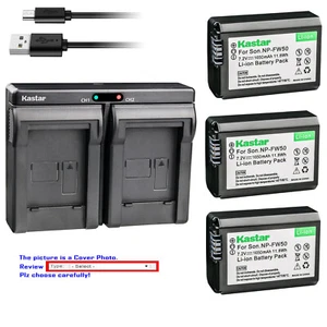 Kastar Battery Slim Dual Charger for Sony NP-FW50 BC-VW1 Sony ILCE-QX1 ILCE-QX1L - Picture 1 of 11