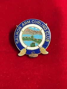 Lachsarm Curling Club British Columbia Kanada Cloisonne Emaille Anstecknadel Scharnier - Bild 1 von 2