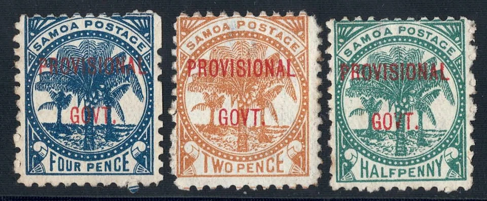 Samoa 1899, GOVERNO PROVISÓRIO, Conjunto Completo 1/2d, 2d, 4d - Imagem 1 de 2
