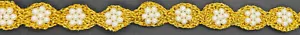 1" Metallic Gold Braid Center Pearl Bridal Costume Fabric Trim 5 Yards Trimming - Picture 1 of 1