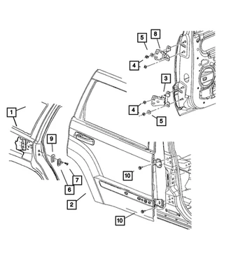Puerta trasera lateral pasajero Mopar original 55394386AD Foto 1 de 2