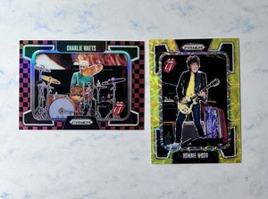 Lote de 2 tarjetas numeradas de madera amarilla a cuadros Panini The Rolling Stones 2025 - Imagen 1 de 2