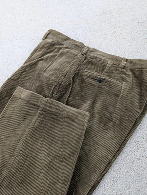 Pantalones Polo Ralph Lauren Para Hombre 42x29 Verde Pana De Colección Plisados Rectos Andrew Años 90 Foto 1 de 4