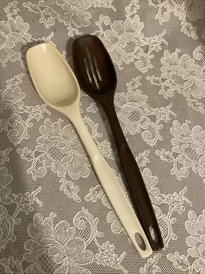 Lot Of 2 Foley Script Nylon Serving Cooking Spoons 11” Brown Almond - Image 1 of 4