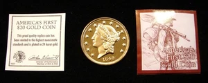 Morgan Mint 1849 Liberty $20 Gold Piece "Copy" with Legend 24kt Gold Plated - Picture 1 of 6