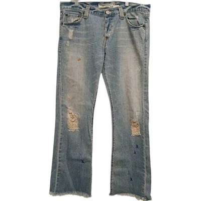 LEVI'S 513 Slouch Boot Jeans Sz 36W Distress Bird Butterfly Hippie Thrash Grunge - Image 1 of 4