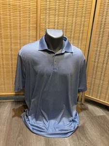 Hickey Freeman  Golf SS Men's Polo Shirt Blue and White Diamond Pattern Large L - Picture 1 of 7
