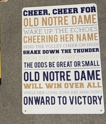 Notre Dame Fight Song Lyrics  - Metal Sign For Fans Fighting Irish - Image 1 of 2
