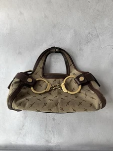Cesare Paciotti Vintage Monogram Canvas Leather Satchel Bag - Picture 1 of 16