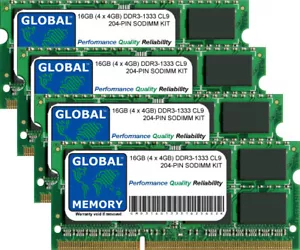 16GB (4 x 4GB) DDR3 1333MHz PC3-10600 204-PIN SODIMM MEMORY RAM KIT FOR LAPTOPS - Picture 1 of 1