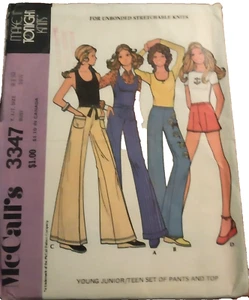 McCalls 3347 Uncut Pattern Retro Vintage 1972 Pants and Top Size 9/10 - Picture 1 of 4