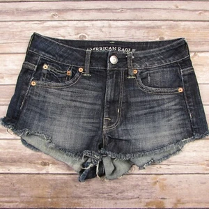 American Eagle Size 2 Raw Hem Booty Shorts Stretch Mini Short Shorts AEO - Picture 1 of 7