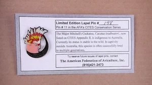 American Federation of Aviculture 2002 Cites Pin #11 Cockatoo Lapel Pin #198 - Picture 1 of 2