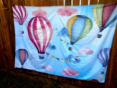  5' X 7' HOT AIR BALLOON PHOTO BACKDROP ~ FABRIC ~ NEW (Z7) - Image 1 of 3