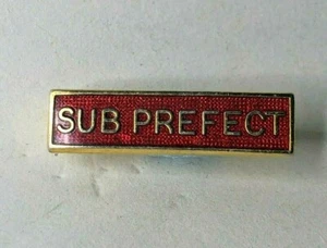 1960's School  Sub prefect Red Enamel Badge 27 x 7 mm  - Picture 1 of 3
