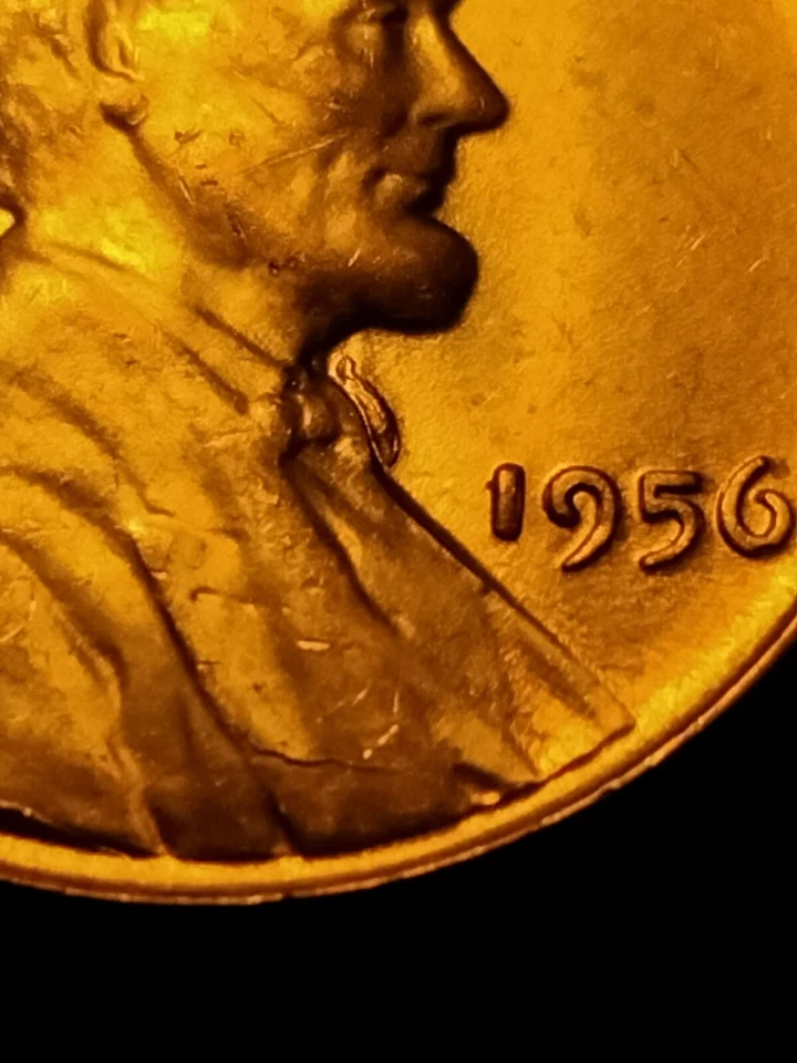 1956 P Lincoln Wheat Cent Retained Die Breaks - Image 1 of 4