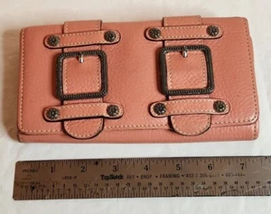 Brighton Double buckle wallet pink Pebble leather Super nice! - Picture 1 of 10