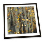 Golden Leaves Abstract Floral FRAMED ART PRINT Picture Square Artwork