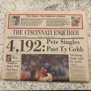 Pete Rose - Cincinnati Enquirer 4192 Hits Record, September 12 1985 Collector Ed - Picture 1 of 2