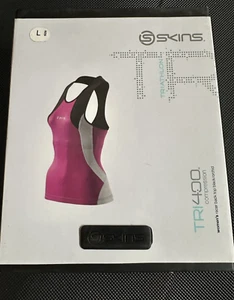 Skins Tri 400 Women's Racer Back Top, Black/Orchid, Size L, New - Picture 1 of 2