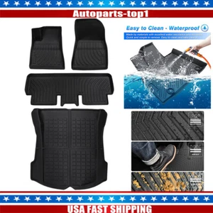 All Weather Floor Mats Tpe Liners Full Set For Model 3 2021 2022 2023 2024 - Picture 1 of 15