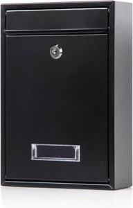 Locking Mailboxes Wall Mounted, Rust-Proof Metal, 12.6 x 8.5 x 3.4 Inch, Black - Picture 1 of 9