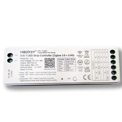 Controlador remoto Zigbee3.0+2.4G MiBoxer 5 en 1 WiFi Gateway para tira LED CCT RGB Foto 1 de 4