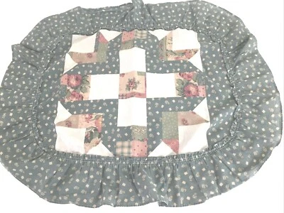 VTG JC Penney Standard Ruffle Pillow Sham Patchwork Motif Polyester Blend FADED - Image 1 of 4