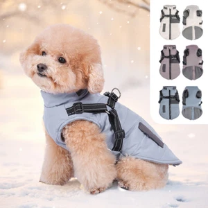 Hundemantel Hundejacke Winter Wasserdicht Hundekleidung mit Hundegeschirr Mops - Bild 1 von 20