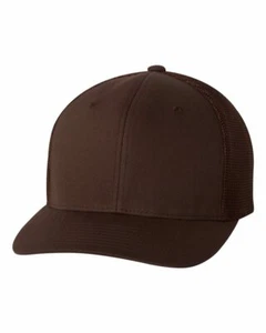 Sombrero gorra de camionero Flexfit - marrón - se adapta a 6 7/8 ~ 7/3/8 - Imagen 1 de 3