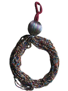 CURTAIN-SOFT FURNISHING ACCESSORY JEWELLERY MULTI COLOUR BEADS TIE BACKS SOFAS - Picture 1 of 3