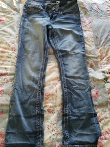 Seven 7 Women's Size 10 Straight Jeans Slim Blue Faded Cotton Blend - Picture 1 of 5