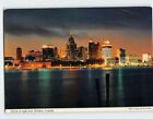 Postcard Detroit at night from Windsor, Canada, Detroit, Michigan