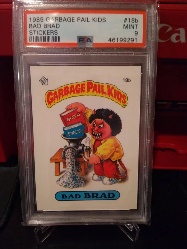 1985 Topps Garbage Pail Kids Series 1 BAD BRAD #18b Matte Sticker PSA 9 GPK CARD - Image 1 of 2