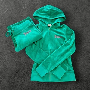Juicy Couture Tracksuit Teal Sea Green Blue Velour XS Set Jacket Pants Stain - Picture 1 of 15