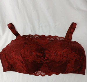 Torrid Comfort Choice Bra Size 52 DD Burgundy Lace Bandeau Wireless Balconette - Picture 1 of 18