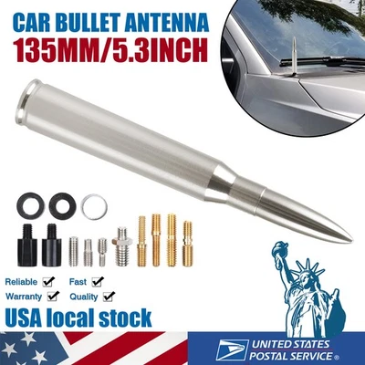 Gun Metal Silver Bullet Antenna for Ford F-250/350/450 Super Duty Truck-50 Cal - Изображение 1 из 4