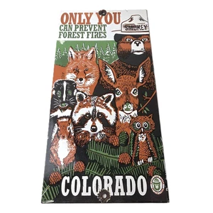 Vintage Forest Service Sign - Smokey Bear Colorado Wilderness Gas Porcelain Sign - Picture 1 of 14