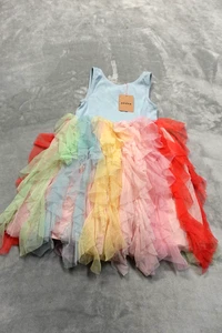 Mini Boden Blue Rainbow Jersey Tulle Tutu Dress Girls Size 6-7 NWT - Picture 1 of 7