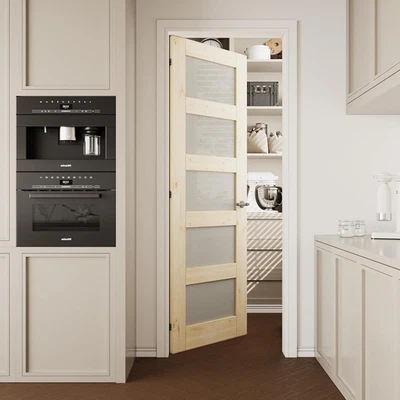 Agitador de losa de puerta interior de vidrio esmerilado 28"X80" 5 Lite, panel preconstruido para granero Foto 1 de 4