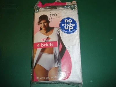 NEW 2008 Just My Size JMS 4 Pack No Ride Nylon Briefs Size 10 (18/20) White - Image 1 of 4