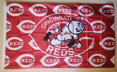 Cincinnati Reds Multi logo MLB Baseball Flag 3x5 Ft W/ Grommets  - Image 1 of 3