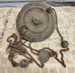 Victorian Brass Oil Lamp Pull Down Chain Driven "Parts" for Restoration - Picture 1 of 5